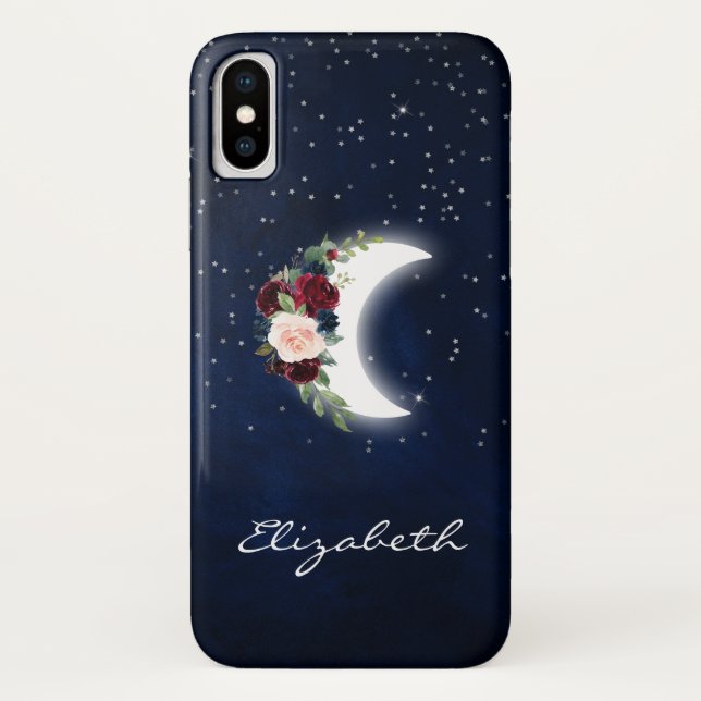 Coques Case-Mate iPhone Aquarelle céleste de la lune Bourgogne (Dos)