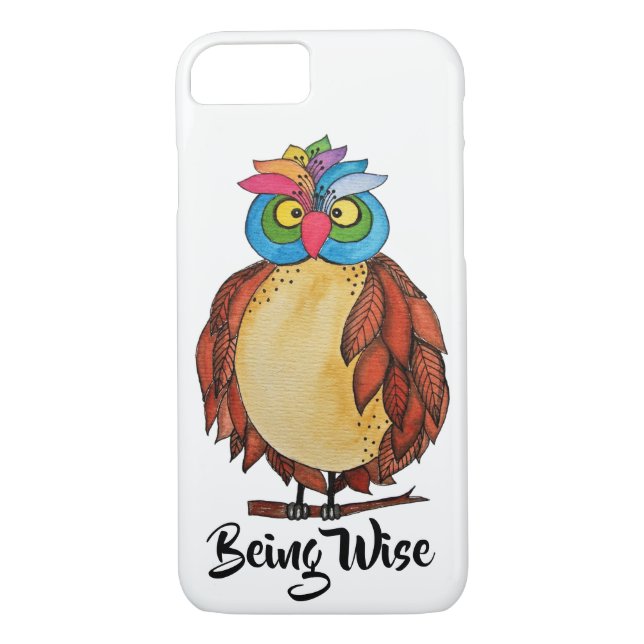 Coques Case-Mate iPhone Aquarelle Chouette magique avec plumes arc-en-ciel (Dos)