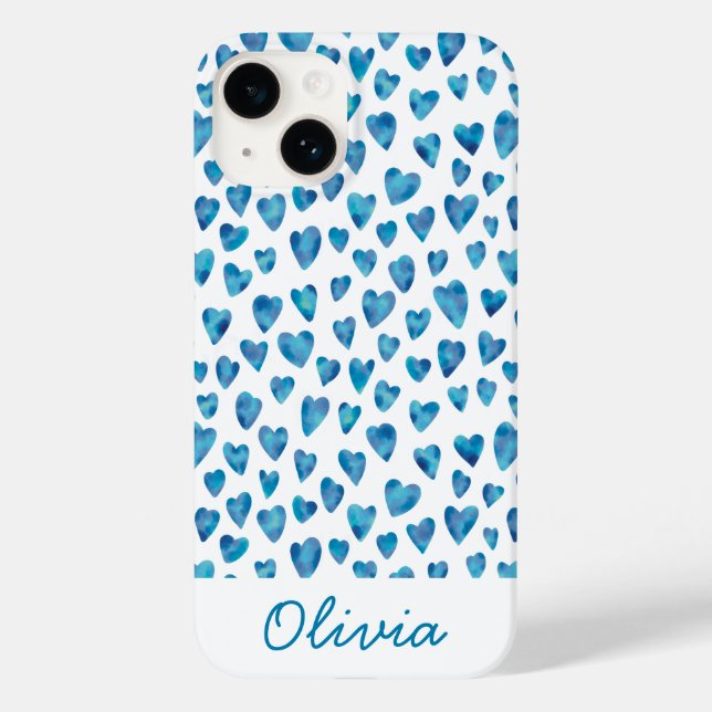 Coques Case-Mate iPhone Aquarelle Coeur Fille Prénom (Verso)