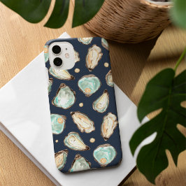 Coques iPhone 16 Aquarelle côtière huître et Motif Pearl