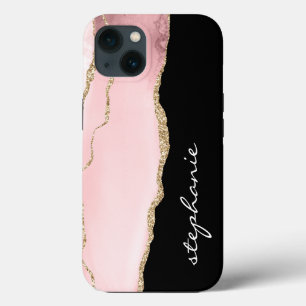 Case-Mate iPhone Case Aquarelle couleur or rose pâle Agate personnalisé