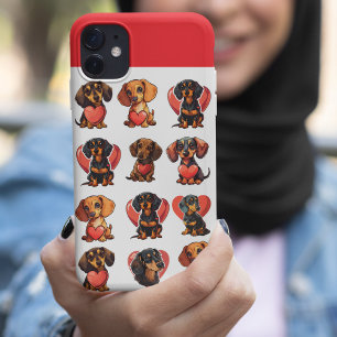 Case-Mate iPhone Case Aquarelle Dachshund et Red Heart Valentine