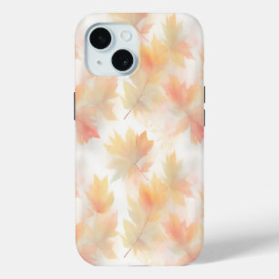 Coque Pour iPhone 15 Aquarelle d'automne pastel feuille arrière - plan