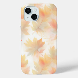 Coque Pour iPhone 15 Aquarelle d'automne pastel feuille arrière - plan