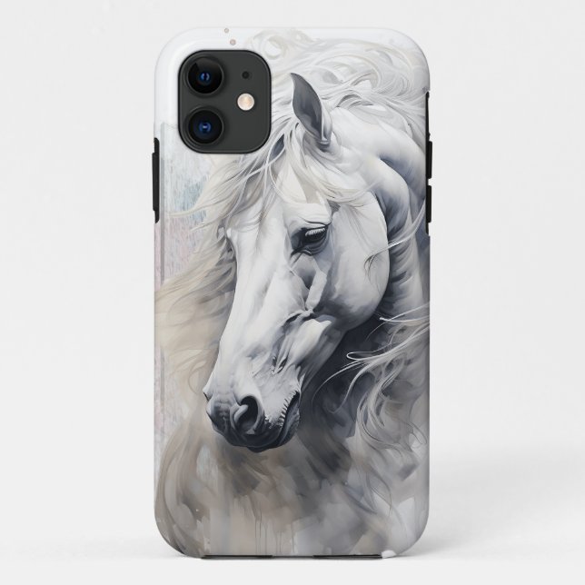 Coques Case-Mate iPhone Aquarelle de cheval blanc (Dos)