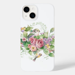 Coque Pour iPhone 14 Aquarelle de fleur d'oiseaux