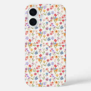 Coques iPhone 16 Aquarelle de fleur sauvage bleue violette