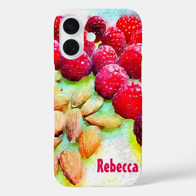 Coques Case-Mate iPhone Aquarelle de framboises et d'amandes (Verso)