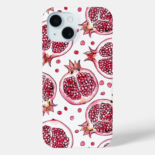 Coques Case-Mate iPhone Aquarelle de grenade et motif d'encre (Verso)