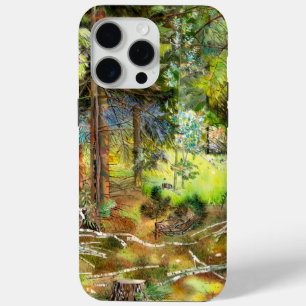 Coque iPhone 15 Pro Max Aquarelle de la forêt de pin