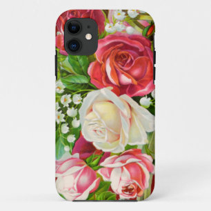 Coque iPhone 11 Aquarelle de Red Roses Bouquet