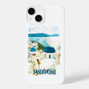 Coque Pour iPhone 14 Aquarelle de voyage Santorin Grèce