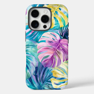 Coques iPhone 16 Pro Aquarelle d'or Paradis Feuille tropical