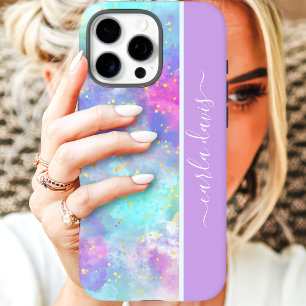 Coques iPhone 16 Pro Max Aquarelle éclaboussure nom personnalisé