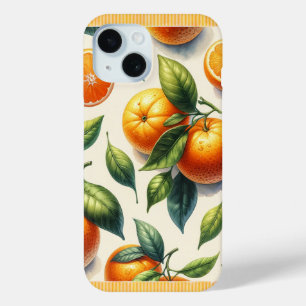 Coque Pour iPhone 15 Aquarelle Feuilles d'Orange Citronnées Mariage