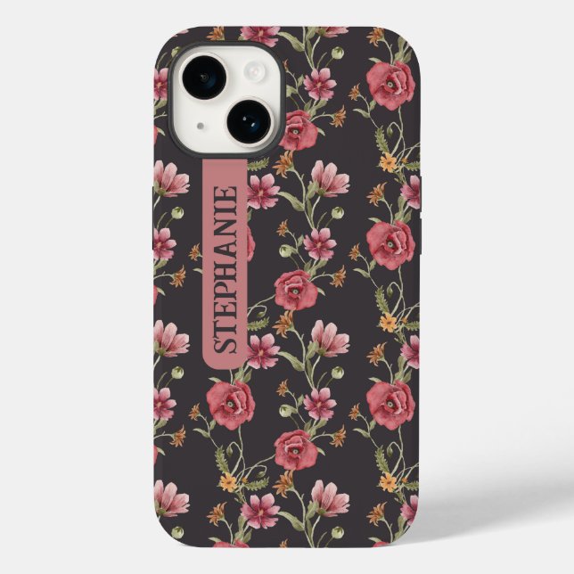 Coques Case-Mate iPhone Aquarelle Fleur sauvage Fille Fille Nom floral (Verso)
