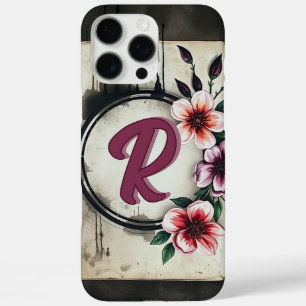 Coques iPhone 16 Pro Max Aquarelle Fleurs désistées Chic Messy Monogramme
