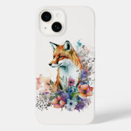 Coque Pour iPhone 14 Aquarelle Floral Boho Chic Aesthétique Fox Artewor