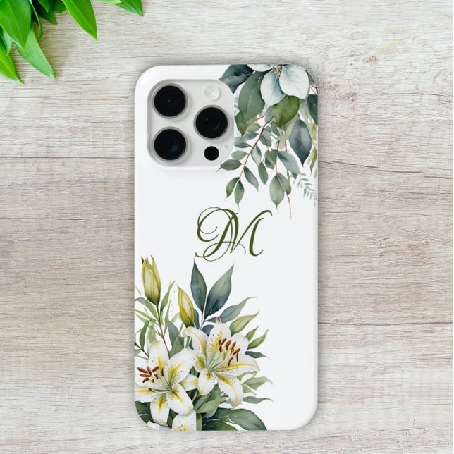 Coques Case-Mate iPhone Aquarelle florale asiatique Lily et Eucalyptus (Créateur téléchargé)