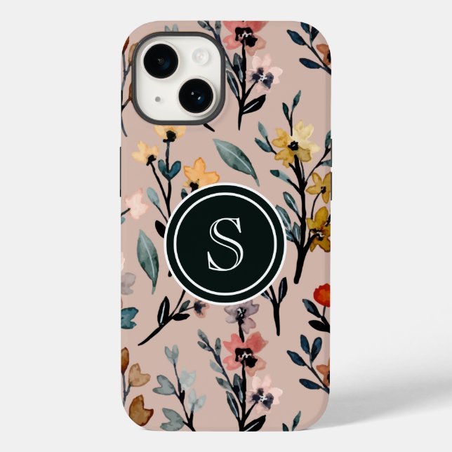 Coques Case-Mate iPhone Aquarelle florale Boho Rose Dusty personnalisée (Verso)