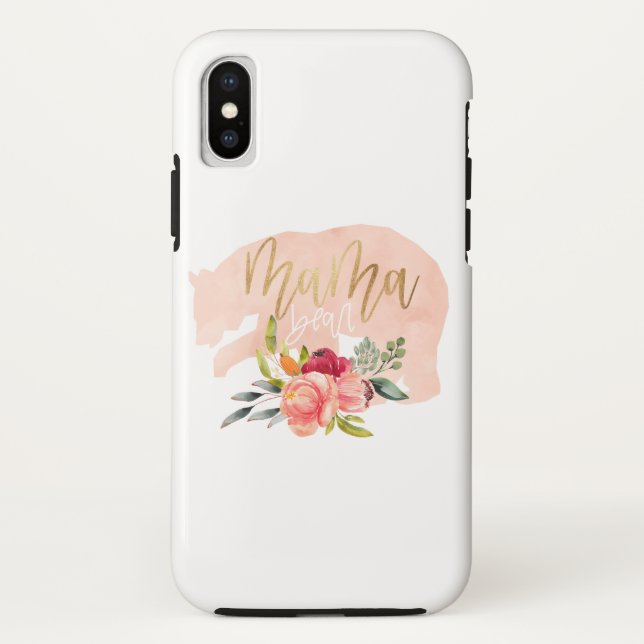 Coques Case-Mate iPhone Aquarelle florale d'ours de maman (Dos)