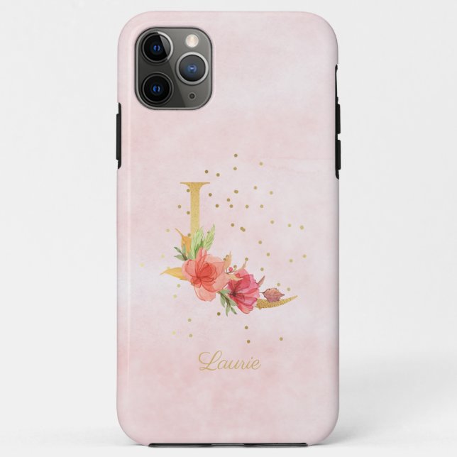Coques Case-Mate iPhone Aquarelle Florale Nom du monogramme initial Lettre (Dos)
