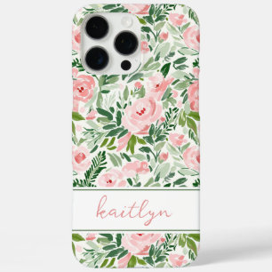 Coques iPhone 16 Pro Max Aquarelle Florale Rose Élégante Personnalisée