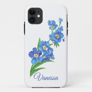 Case-Mate iPhone Case Aquarelle Forget-me-not Flowers Nom personnalisé