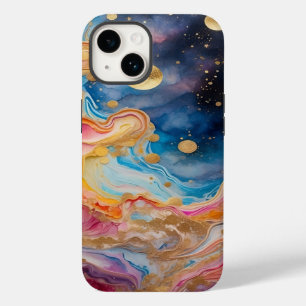 Coque Pour iPhone 14 Aquarelle Galaxie et planètes