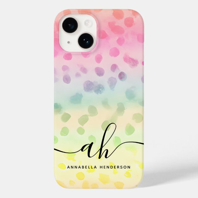 Coques Case-Mate iPhone Aquarelle glamour points Gradient Nom de la couleu (Verso)