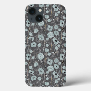 Case-Mate iPhone Case Aquarelle Gris Bleu Fleurs de pavot
