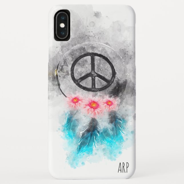 Coques Case-Mate iPhone *~* Aquarelle Grunge Pancarte de paix Fleurs (Dos)