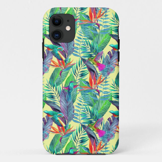 Coques Case-Mate iPhone Aquarelle Humminbirds dans la jungle (Dos)
