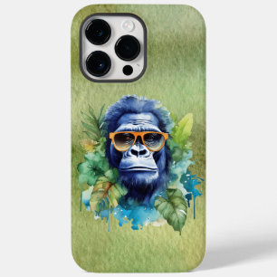 Coque Pour Pour iPhone 14 Pro Max Aquarelle Jungle Gorilla avec lunettes de soleil e