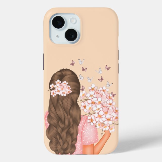 Coques Case-Mate iPhone Aquarelle mignonne Fleurs roses Monogrammes pour e (Verso)
