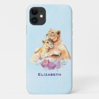Aquarelle mignonne Mère Lion & Cub