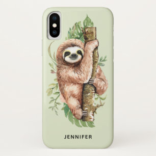 Case-Mate iPhone Case Aquarelle mignonne Sloth & Feuilles tropicaux