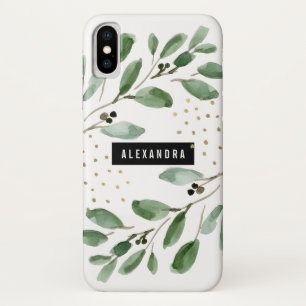 Case-Mate iPhone Case Aquarelle moderne Verdure et or