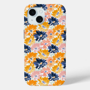 Coque Pour iPhone 15 Aquarelle Motif Floral Rétro