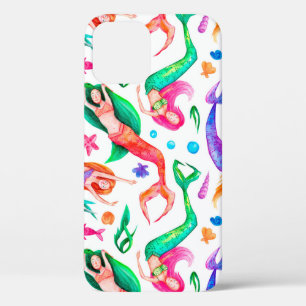 Case-Mate iPhone Case Aquarelle motif sans soudure avec sirènes, coquil