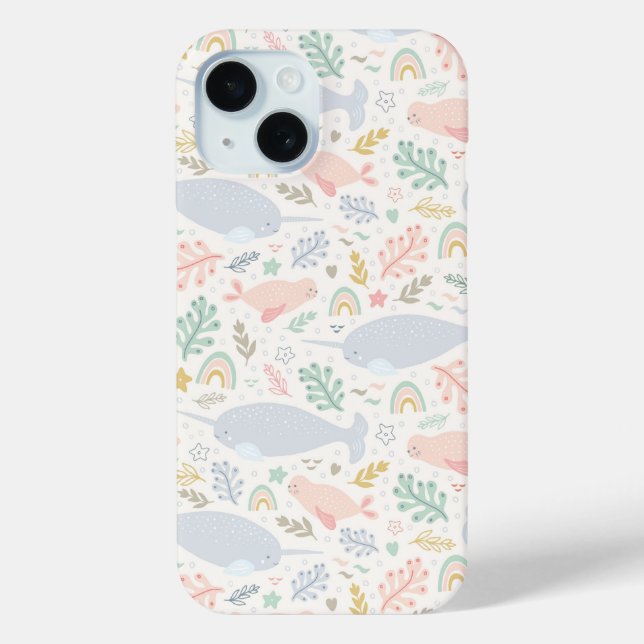 Coques Case-Mate iPhone Aquarelle Narwhal et Motif de phoque (Verso)