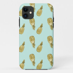 Coque iPhone 11 Aquarelle or et menthe