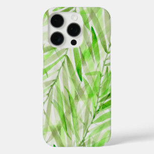 Coques iPhone 16 Pro Aquarelle Palms Hawaiian Tropical en Lime Green