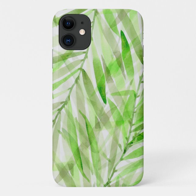 Coques Case-Mate iPhone Aquarelle Palms Hawaiian Tropical en Lime Green (Dos)