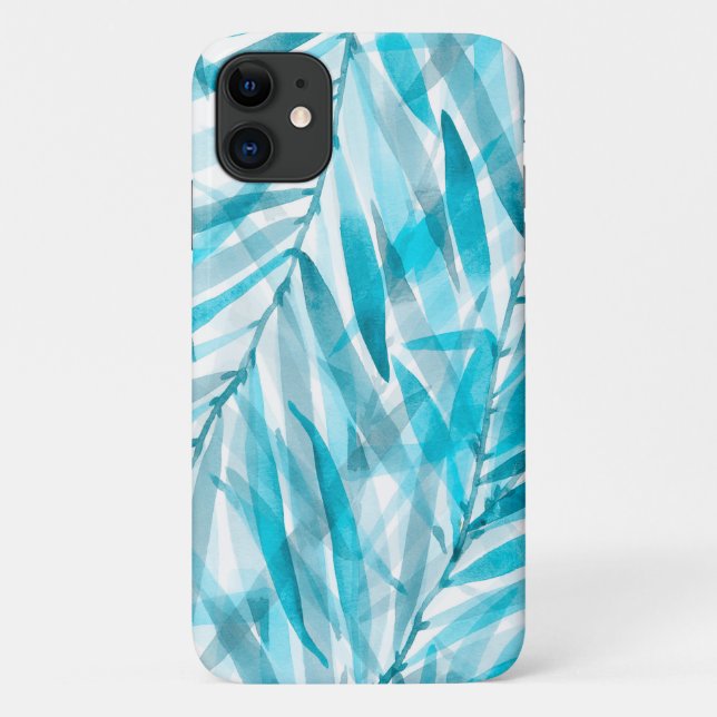 Coques Case-Mate iPhone Aquarelle Palms Hawaiian Tropical en Turquoise (Dos)