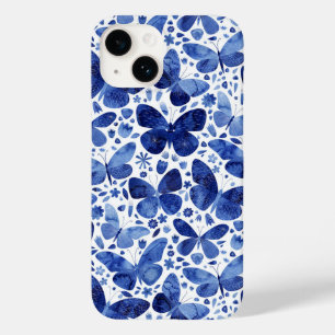 Coque Pour iPhone 14 Aquarelle papillon bleu