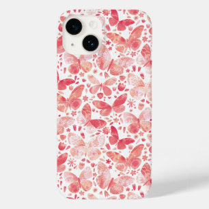 Coque Pour iPhone 14 Aquarelle papillon rose