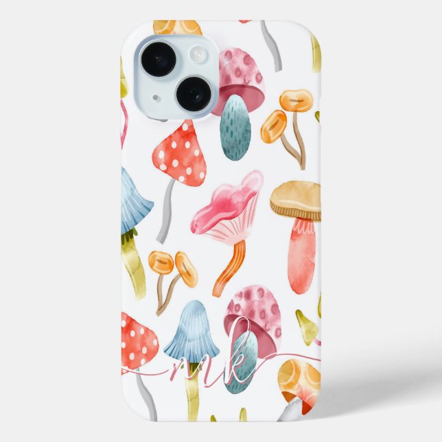 Coques Case-Mate iPhone Aquarelle Pastel Champignons (Verso)