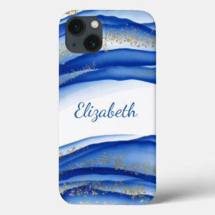 Case-Mate iPhone Case Aquarelle personnalisée bleu or blanc