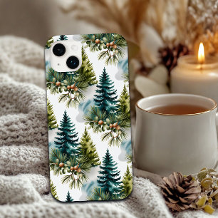 Coque Pour iPhone 14 Plus Aquarelle Pine Motif Elégant hiver